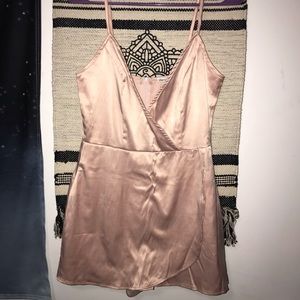 Satin Light Pink Skort Romper